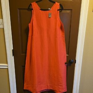J Jill-Linen blend coral sleeveless A line dress Sz L NWT